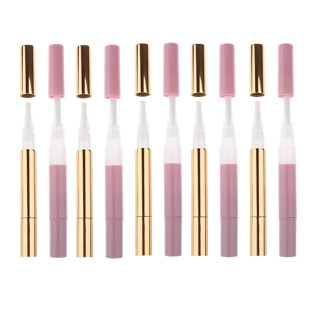 10Pcs 3ml Travel Tube Cuticle Oil Container Empty Twist Pen With Brush Uses For Filling Lip Gloss Nail Nutrition Oil