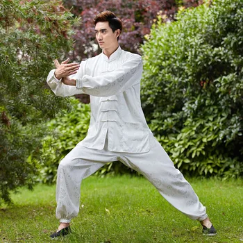 

White Brand New Chinese Tradition Men's Handmede Coil Button Kung Fu Suits Shadowboxing Sets S M L XL XXL 3XL WBJT2015018
