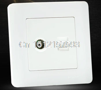 

1 gang Television tv wall switch socket with 1 gang computer RJ45 8 core outlet