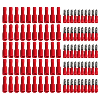 

2018 New 100PCS Blue/Red Assorted Female + Male Bullet Butt Connector Insulated Crimp Wire Terminals kit