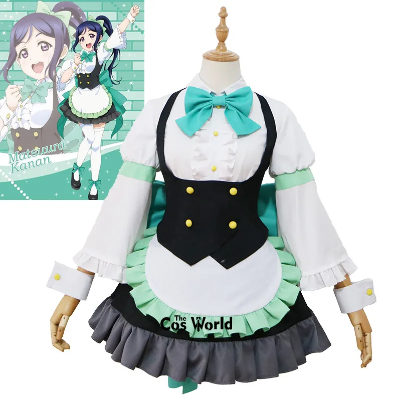 Любовь Live Sunshine Aqours Matsuura kanan платье горничной фартук униформа наряд Аниме косплей