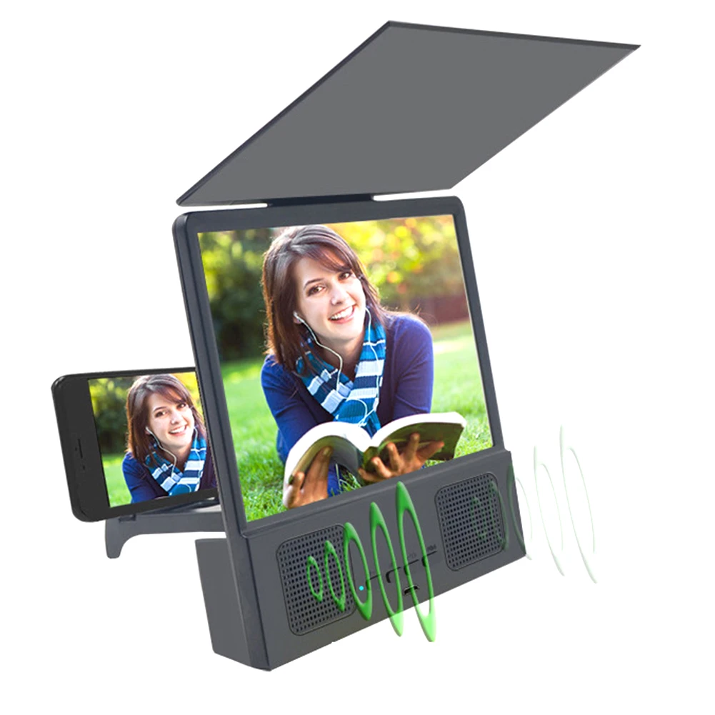 

3D HD Home With Speaker Display Amplifier Bracket Desktop Mobile Phone Enlarged Projector Foldable Stand Holder Screen Magnifier