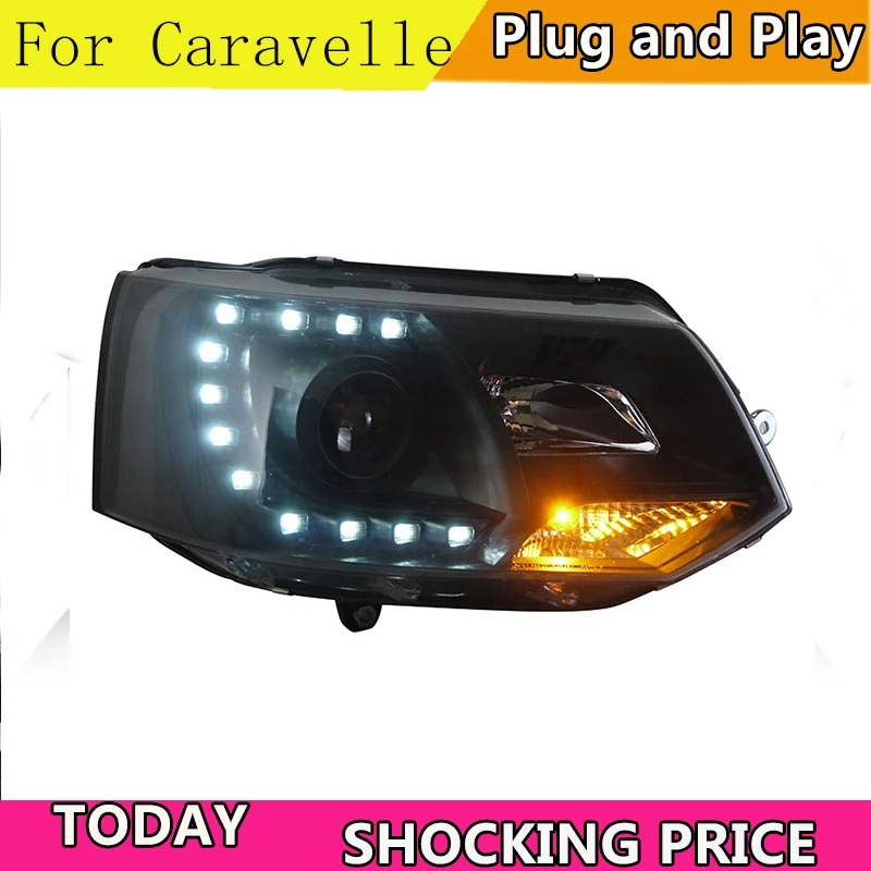 

doxa For Volkswagen T5 Led Head Lamp for Caravelle Multivan LED Headlights Black Housing 2011-2016SN