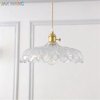 

American Crystal Glass Lotus Retro design Pendant lights Nordic Vintage Loft Restaurant lighting Fixtures Modern Kitchen lamp