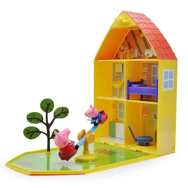 

Peppa George Pig Pink pig Toys Doll Real Scene Model Amusement park PVC Action Figures Family Member Early Learning Educational