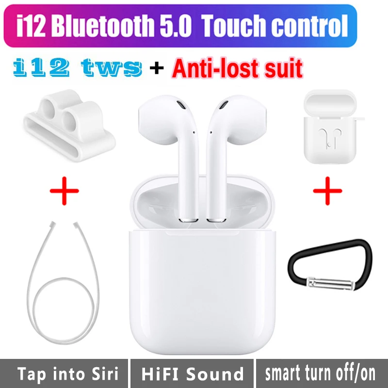 

New Mini i12 TWS Air Pod Bluetooth 5.0 Earphone Sports True Wireless Earbuds Touch Ear Pod With Cover Case Kits PK i10 i11