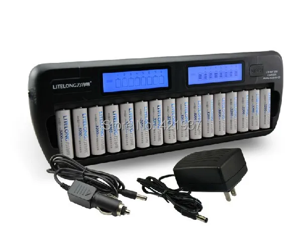 

LITELONG 16pcs large capacity 1.2V 3200mah AA rechargeable battery +1pcs 16-slot LCD Smart Charger
