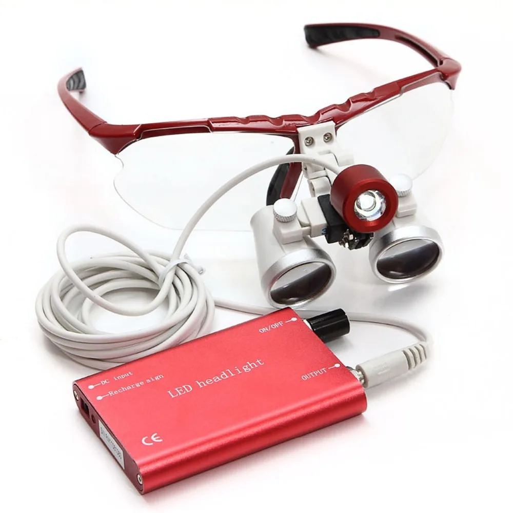  CE 3.5X420mm Dental Loupes Surgical Loupes + LED Dental Healight Lamp Red color - 2028015374