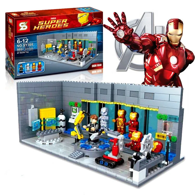 LEGOing Super Heroes Iron Man Underground Laboratory Base Mark Armor Set 503pcs SY305 Block Legoing Marvel Avengers Infinity War