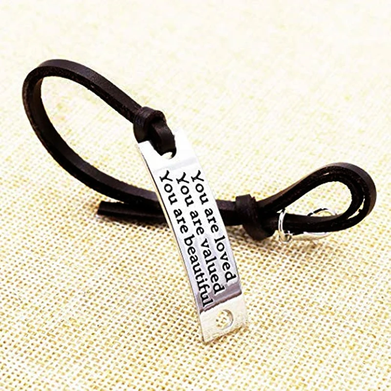 Модные Резные буквы "Вы любимы, вы ценились, Вы красивы" из искусственной кожи вдохновляющий браслет для женщин и мужчин ювелирные изделия подарок