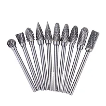 10pcs Tungsten Carbide Burrs Set Durable Milling Cutter Engraving Bits 6x3mm For Rotary Tools 
