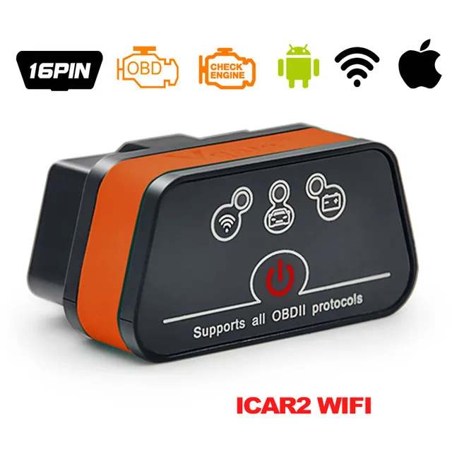 ELM327 Vgate iCar2 Wifi/Bluetooth OBD2 диагностический инструмент для IOS iPhone/Android/PC icar 2 Bluetooth wifi ELM 327 OBDII считыватель кодов - Цвет: Красный