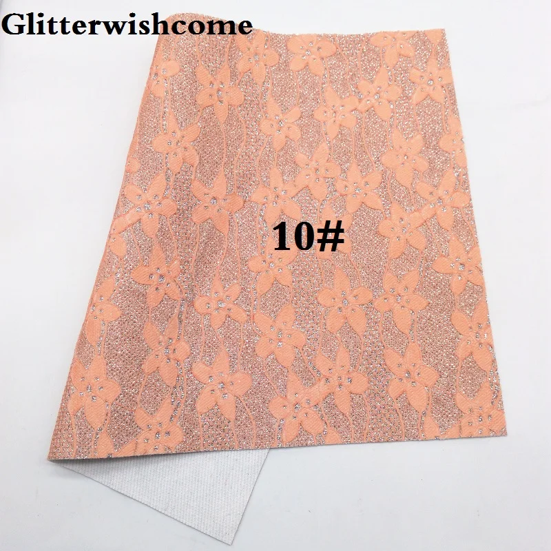 Glitterwishcome 21X29 см A4 размер винил для бантов флуоресцентная кружевная блестящая кожаная ткань винил для бантов, GM086A - Цвет: 10