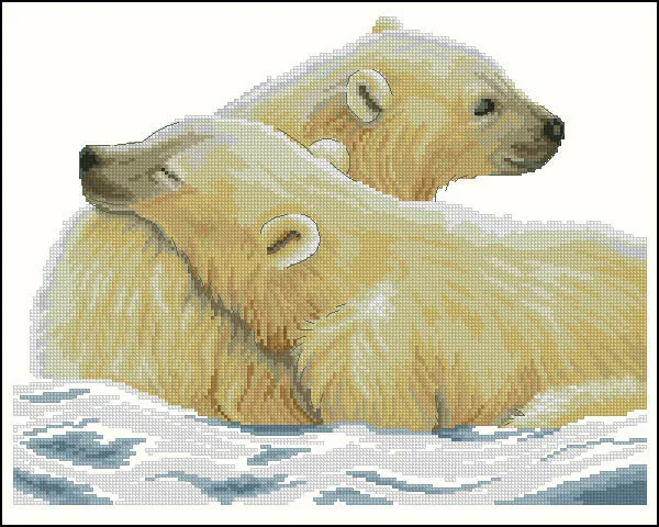 

Needlework,DIY DMC Cross stitch,Sets For Embroidery kits, Polar Bear baby love Pattern Counted Cross-Stitch Animal Sewing kit