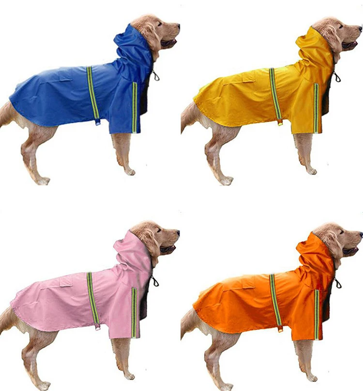 Дождевик для собак, водонепроницаемая куртка, светоотражающая куртка для щенков, маленьких, средних и больших собак, дождевик для питомцев, одежда, пончо, золотистый ретривер