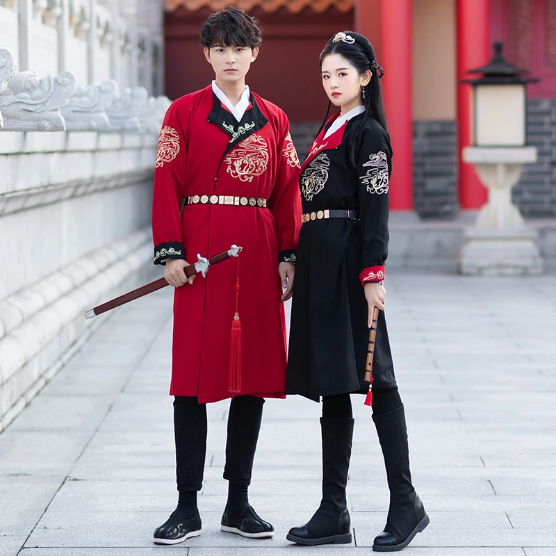 Мужская и женская hanfu костюм одежда косплей мужской Китайский древний воин халат