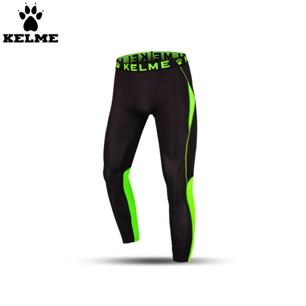 

Kelme K15Z709 Men's Elastic Bands Thin Tight Pants Black Fluorescent Green