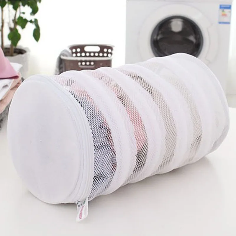 Mesh Laundry Bags Large Capacity Foldable Dedicated Lingerie Bar Shoes Washing Bag Dry Shoes Organizer Portable Basket - Цвет: Cylinder