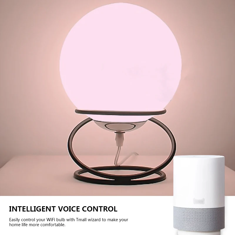 Приглушаемая светодиодная смарт лампа с изменением цвета Rgb Wifi e27 поддержка Alexa /