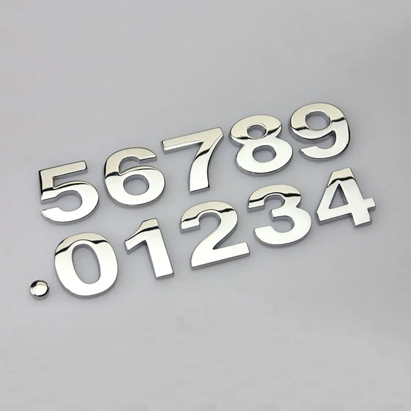 5 шт., новинка, сделай сам, индивидуальная наклейка для автомобиля, Стайлинг, хром, 3D, самоклеющаяся, серебряная буква, символ цифры, для авто и украшения стен