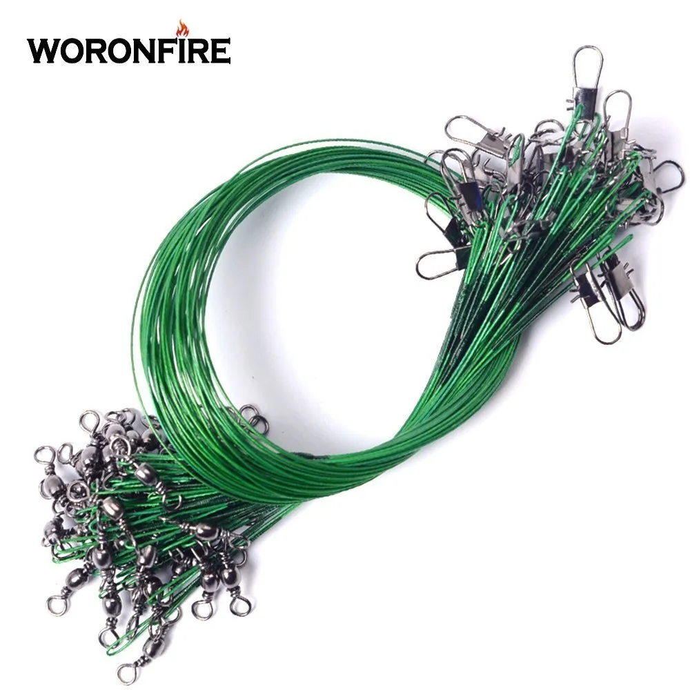 

25pcs Anti-bite Steel Fishing Leash Leader Wire With Swivel Line 15cm 20cm 30cm Leashes For Fishing Fly Lead Core Fishing Line