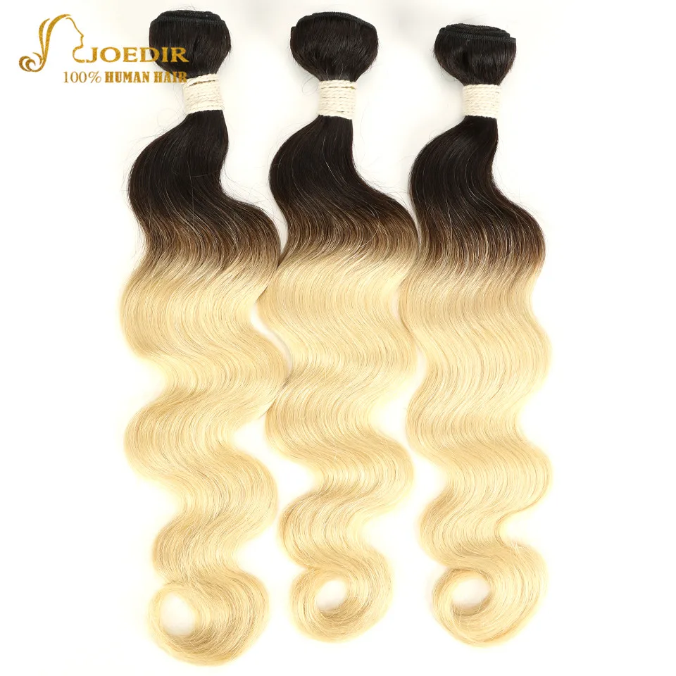 Joedir Hair Pre-Colored Brazilian Remy Hair Body Wave Human Hair Weave Bundle Deal T1B 613 Lingest Blonde Ombre Hair Bundles