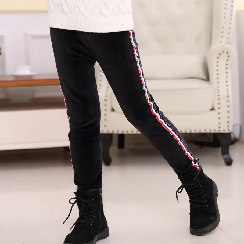 

Children's clothing 2019 new autumn and winter plus velvet padded children Leggings striped pants girls trousers baby girl pants