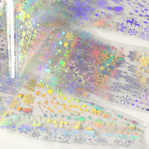 Nail Foils Holographic Laser christmas theme 3D DIY Transfer Sticker Manicure Nail Art Decorations