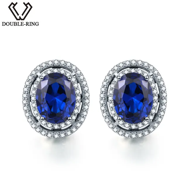 Double R 925 Sterling Silver Stud Earrings For Women Created Double R 925 Sterling Silver Stud Earrings For Women Created Shire Gemstone Bridal Vintage Costume