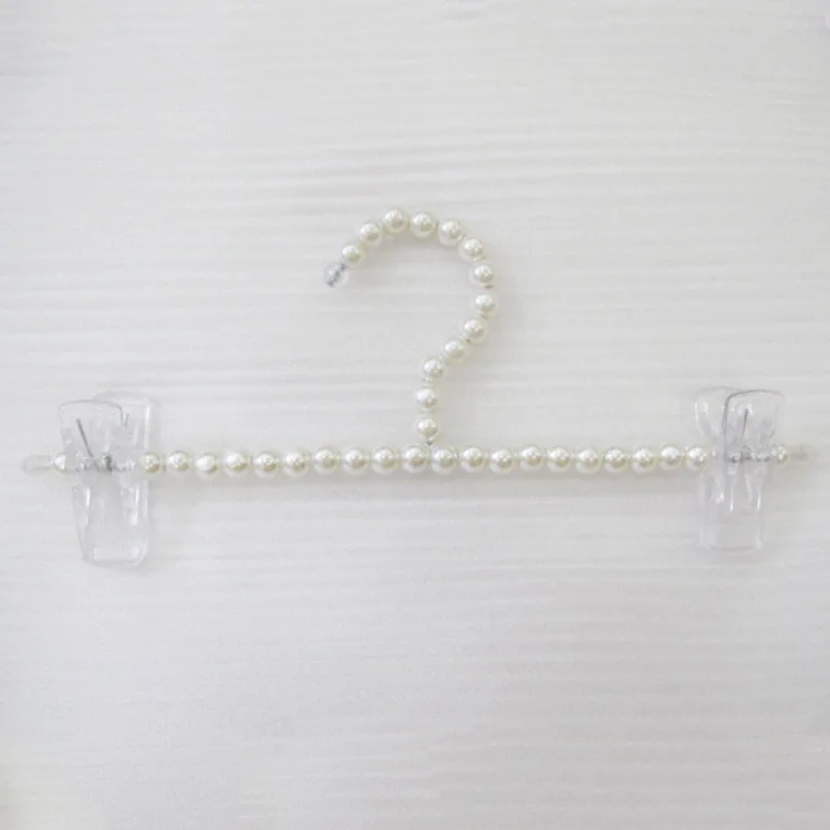 

10pcs Plastic Pearl clothes hangers Pearl Beaded Clip Hanger home accessories wholesale