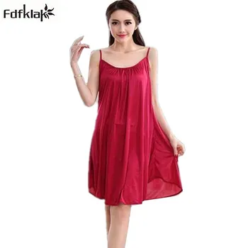 

Women night dress sleepwear sexy spaghetti strap loose home wear nightgowns female plus size nightshirts XXL 3XL 8 colors A86