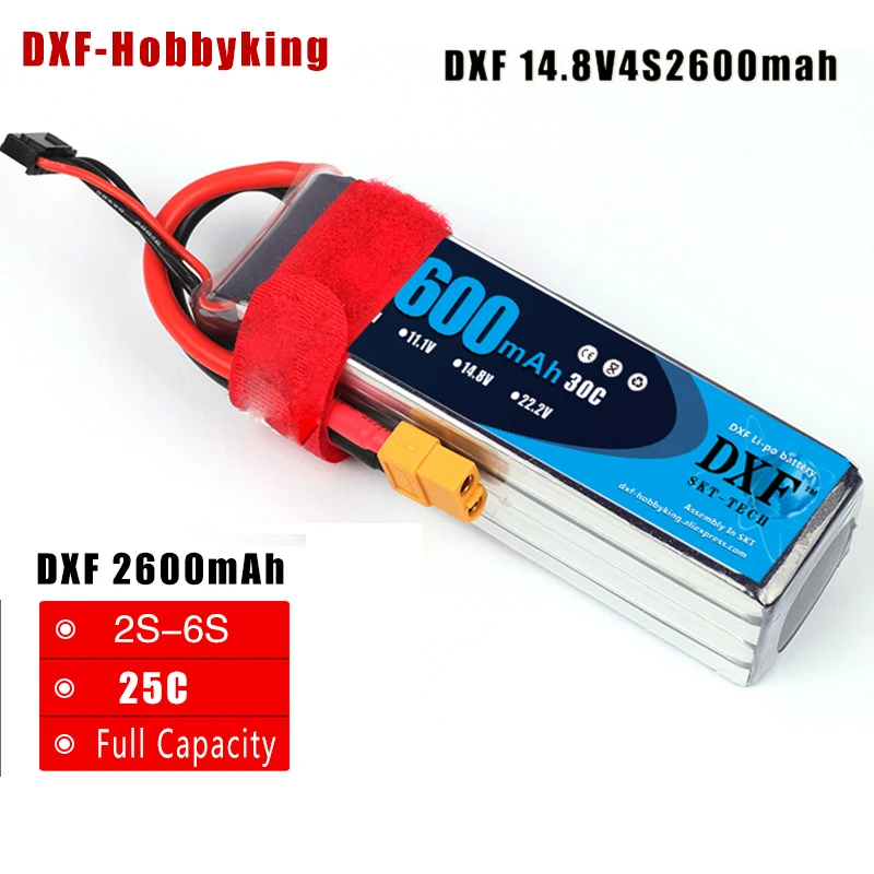 

2017 Good Quality DXF 4S RC LiPo battery 14.8V 2600mAh 30C For RC Airplane Quadrotor Helicopter Li-ion battery Drone FPV