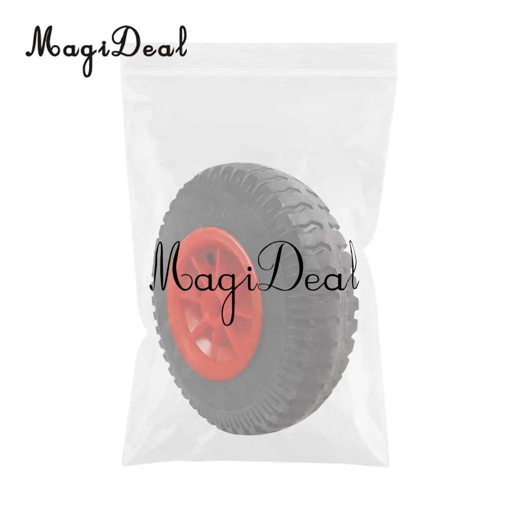 MagiDeal New 1Pc Puncture Proof Rubber Tyres on Red Wheel Kayak Trolley/Trailer Wheel M/S for Kayak Canoe Fishing Boat Truck Acc