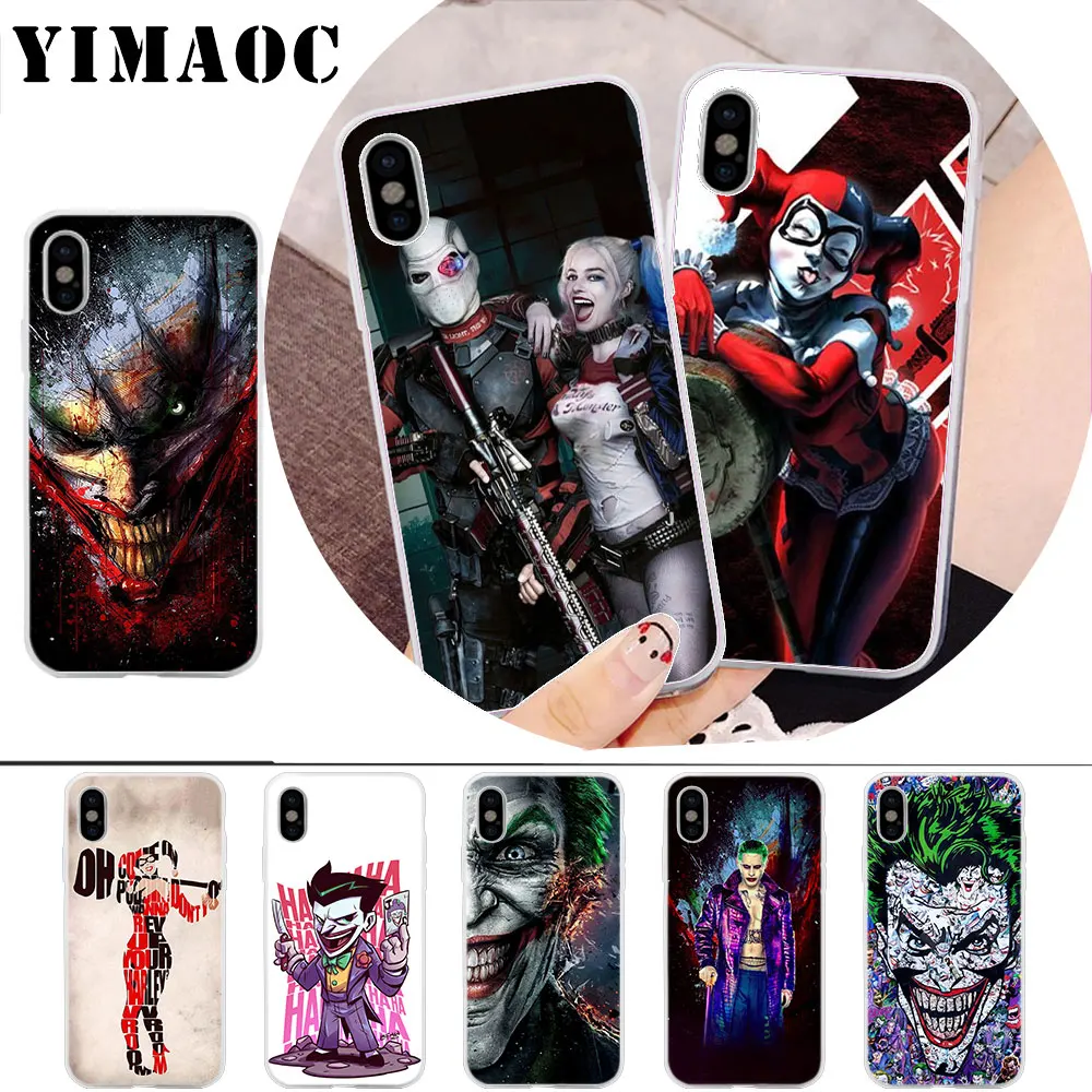 

YIMAOC suicide squad Joker harley quinn Soft Silicone Case for iPhone X r s Xr Xs Max 8 7 6S 6 Plus 5 5s SE