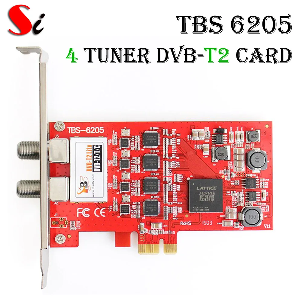 TBS6205 четырехъядерный ТВ тюнер DVB-T2/T/C PCIe карта