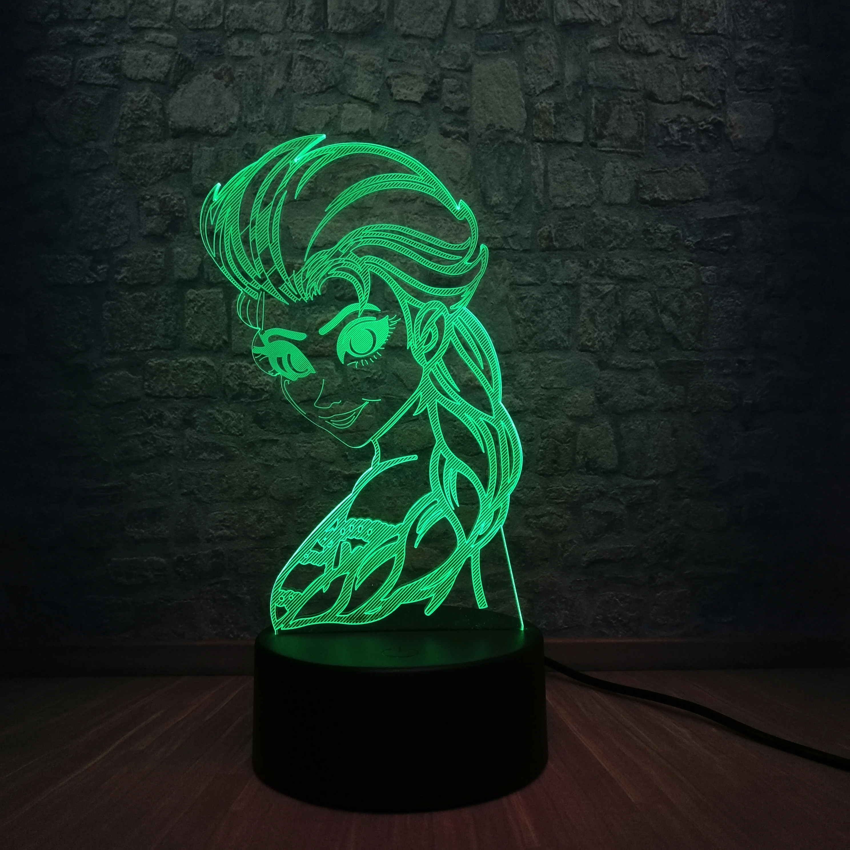 Рождественский хит мультяшный рисунок 3D USB LED RGB лампа королева Эльза 7 цветов