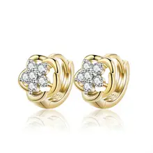 Детские серьги-кольца золотого цвета с кристаллами и цирконием, SW Element, модные серьги для маленьких девочек,, 13E18K-86