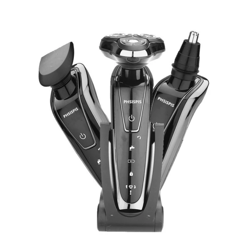 

2018 Electric Shaver Razor Wet & Dry 3 in 1 Waterproof Rotary Floating Heads for man beard Waterproof Beard Shaver
