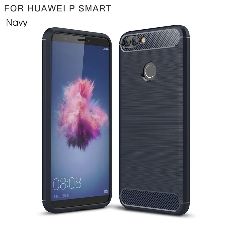 Carbon fiber brushed silicone case huawei p smart (16)