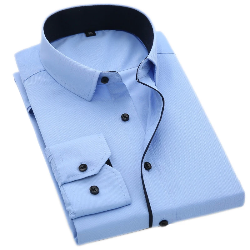 High Quality Men Long Sleeve Dress Shirt Mens Business Formal Casual ...