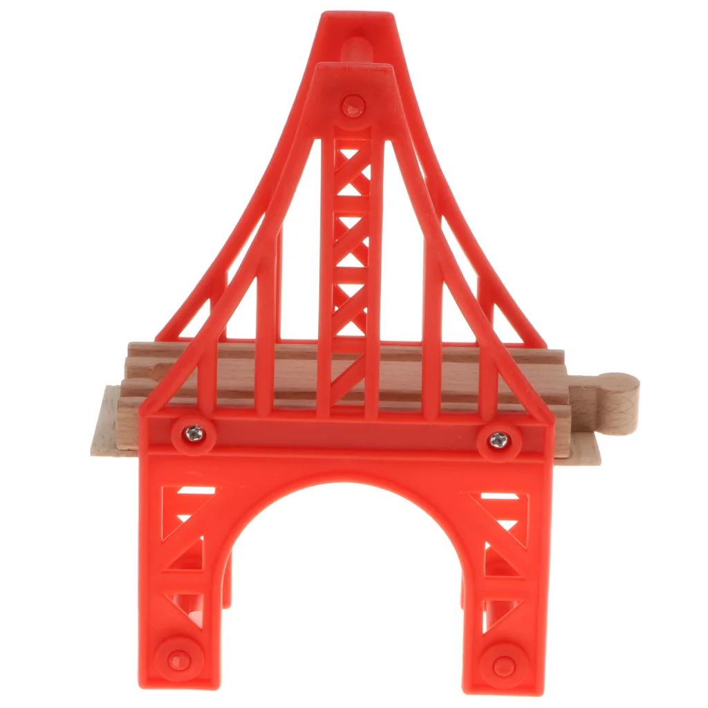  Preschool Wooden Toy Trains Set Building Blocks Construction kits Play Activity, Fine Motor Skills - Iron Tower Bridge