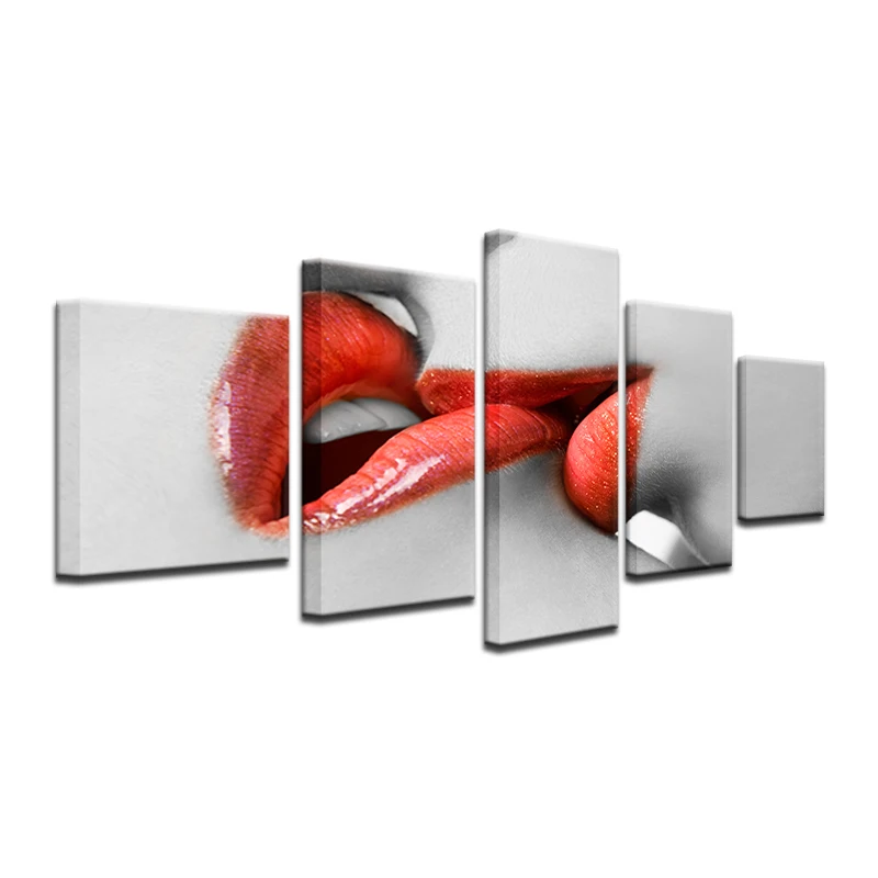 Холст стены искусства фотографии HD печатает Гостиная Home Decor 5 штук женщина