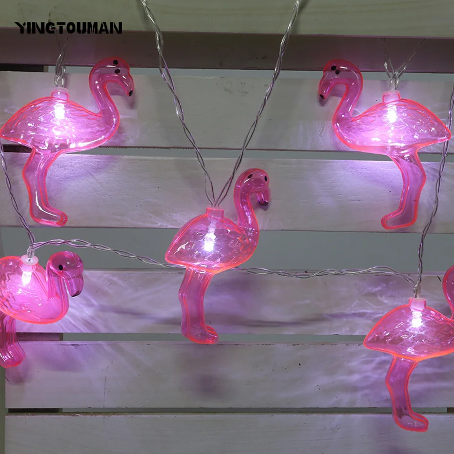 YINGTOUMAN 2pcs/lot Pink Flamingo Lamp LED String Light Christmas