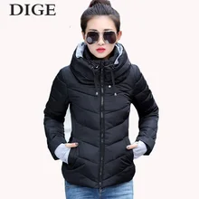 Зимняя женская куртка, модные женские парки, плотная верхняя одежда, одноцветные пальто с капюшоном, короткие женские тонкие базовые Топы с хлопковой подкладкой