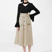 Женская юбка макси, летняя модная повседневная однобортная юбка с высокой талией, Женская длинная Плиссированная юбка, Прямая поставка J#22