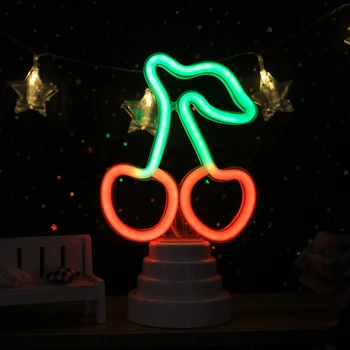 

Cute Colorful Rainbow LED Neon Sign Light Cherry Decor Light lamp for Holiday Xmas Party Wedding Home Decoration Kids Gift