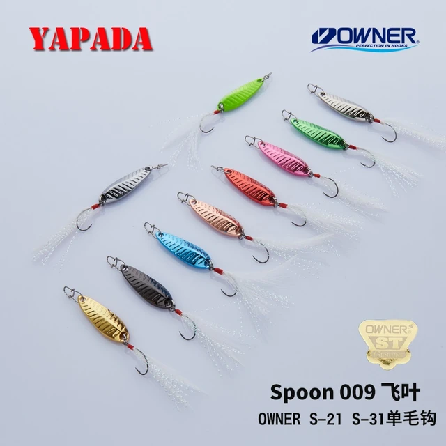 YAPADA Spoon 009 Fly Leaf 2g/3g OWNER Single Hook+Feather 24-28mm  Multicolor Zinc