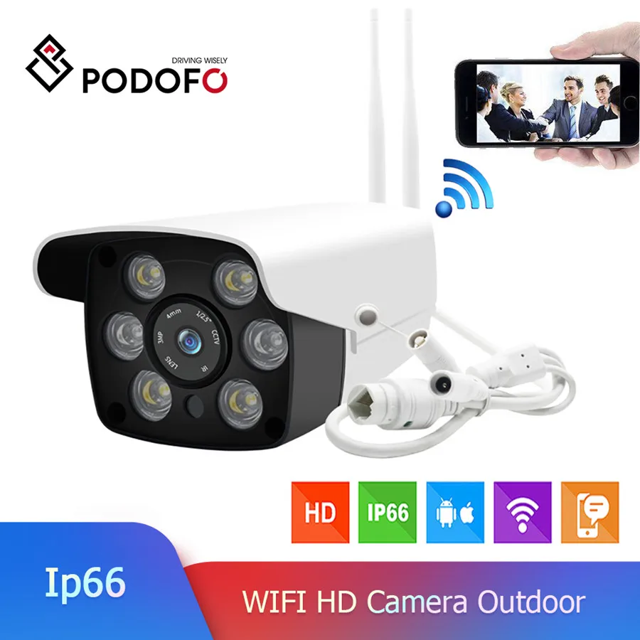 

Podofo HD 1080P Wireless SD Card Slot Audio IP Camera 2.0MP wifi Security IP Camera Night Vision Metal Waterproof Outdoor Camera