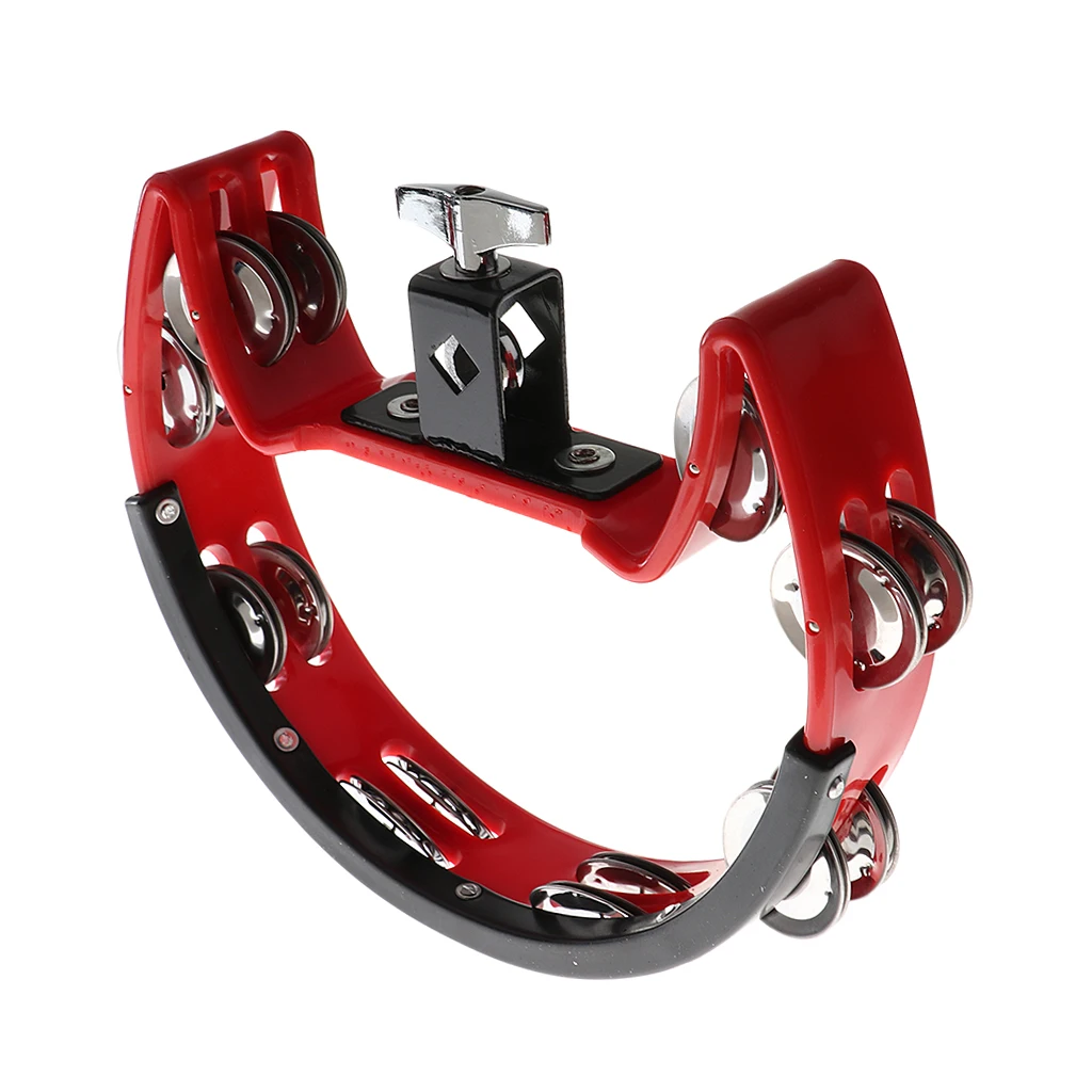 Tambourine Rattle Percussion with Clip Holder for Stage Performance Accompaniment