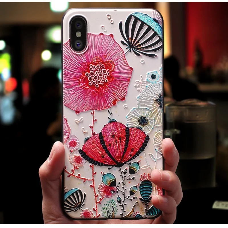 

Cute 3D Emboss Cartoon Patterned Phone Case For Samsung A8 2018/GALAXY A7 2018/Samsung A9/J4 Cases Soft Silicone Cover